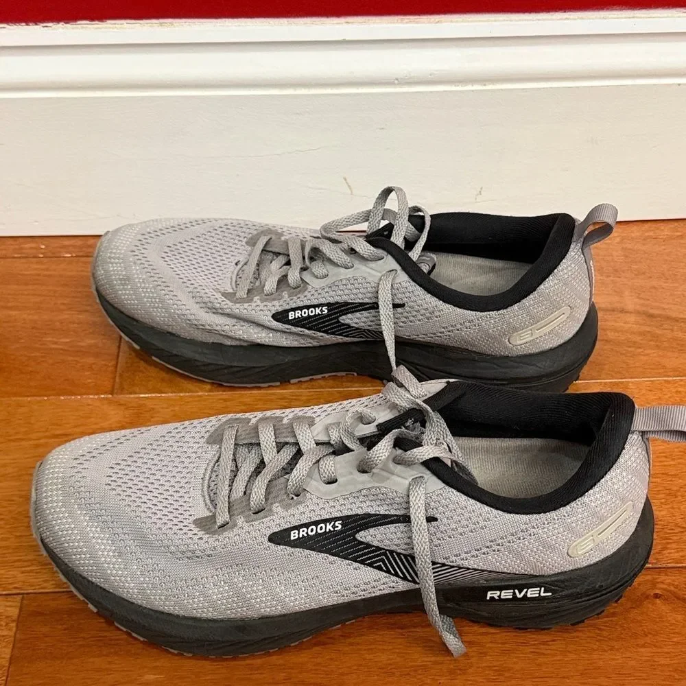 Brooks Revel‎ 6 Mens Energize Neutral Alloy Primer Grey Athletic Sneakers Size 8